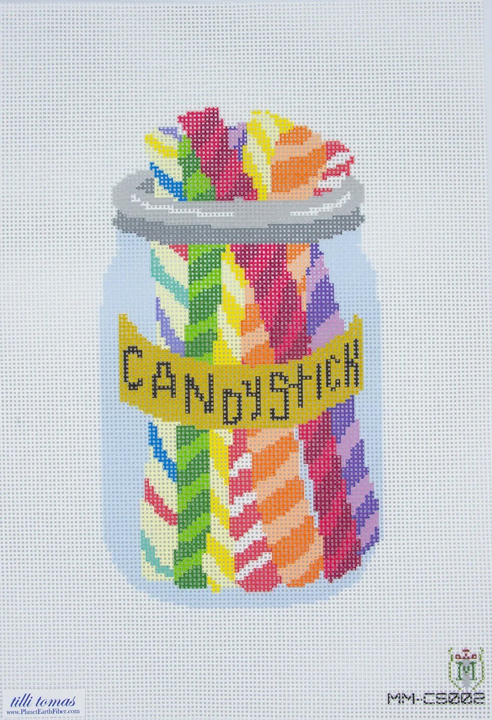 Candy Jar with Candy Sticks Needlepoint Canvas – 9"x5", 13 Mesh by Misty Morrow