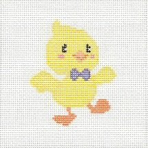 Chick Needlepoint Canvas with Bow Tie – 4"x4", 18 Mesh by Misty Morrow
