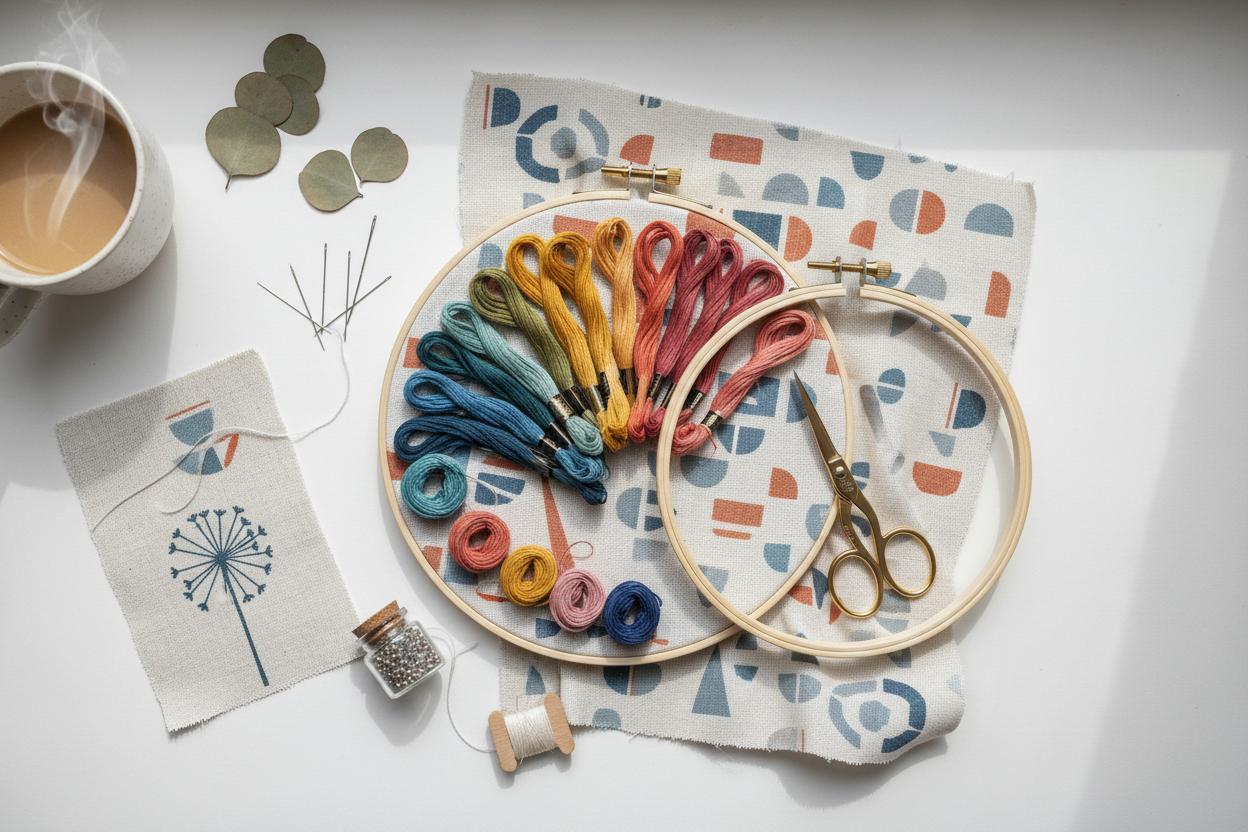 Needlepoint Supplies Flat Lay